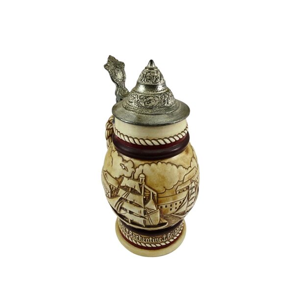 Vintage Avon 1977 Ceramic & Pewter Lidded Beer Stein German Nautical Sailing Des - Picture 8 of 9